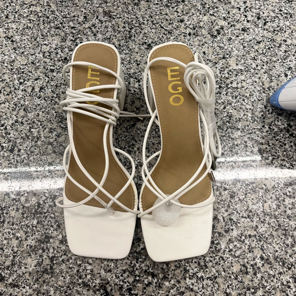 White Strappy ASOS Block Heels